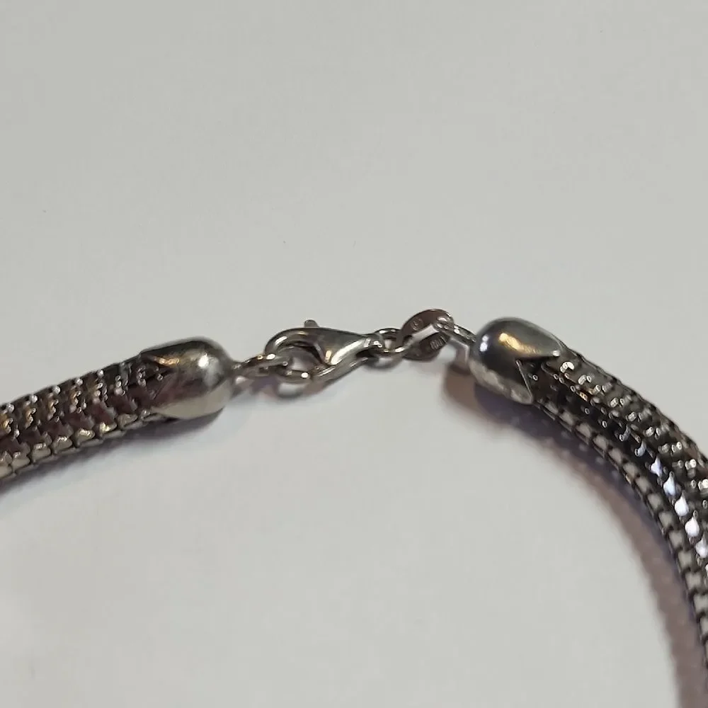 Vintage Sterling Silver 925 Bracelet H W Burdick Co. Hollow Snake Chain